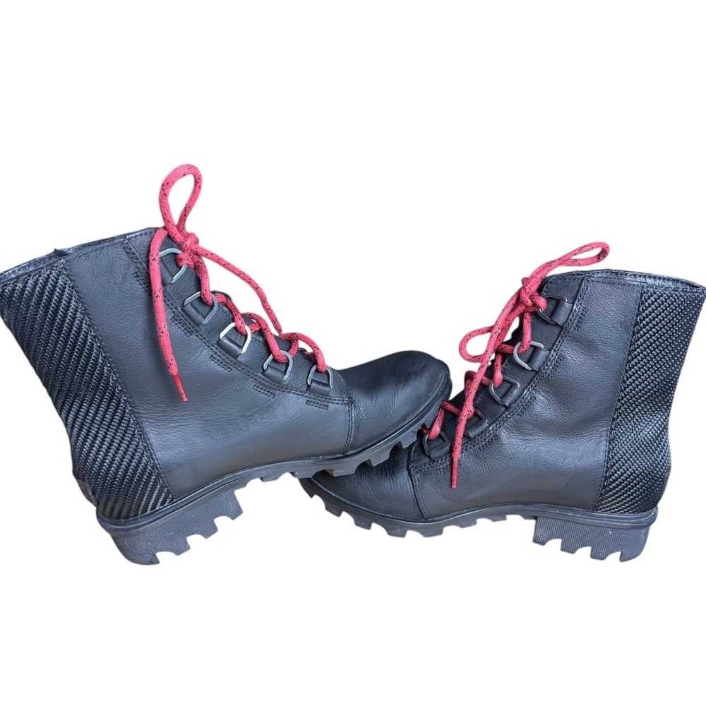 SOREL Phoenix Short Lace Waterproof Black Leather Boots – Women’s Sz 8 - Picture 6 of 11